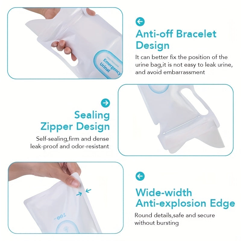 4pcs 700ML Portable Camping Urinal Bags Emergency Toilet Use