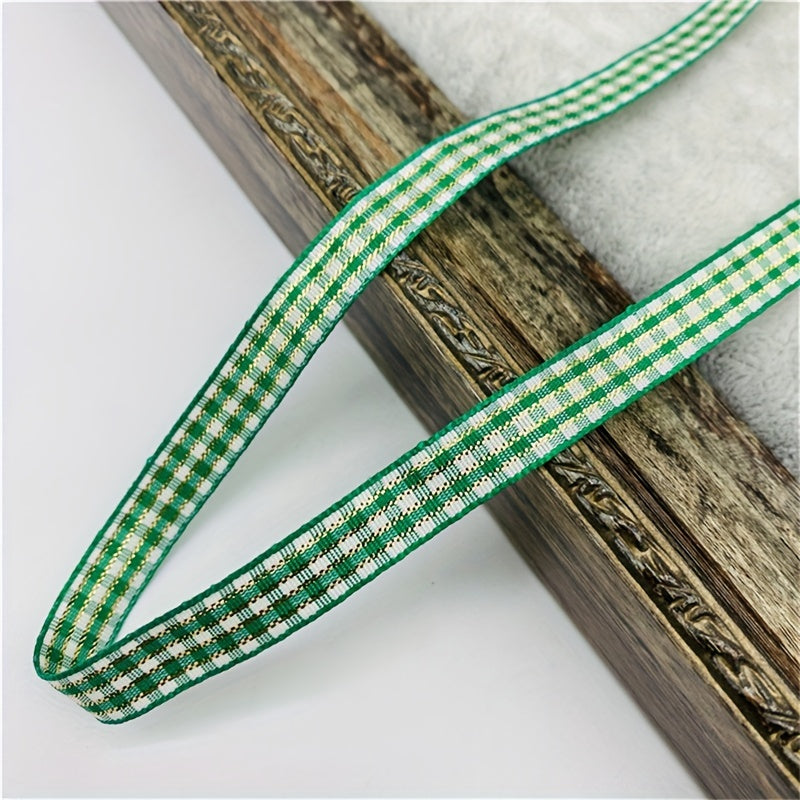 5 Yards 10mm Plaid Ribbon Christmas Series for DIY Gift Wrapping