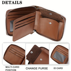 WEIXIER Men's Clutch Bag Retro Small Business Handbag Zipper Wallet