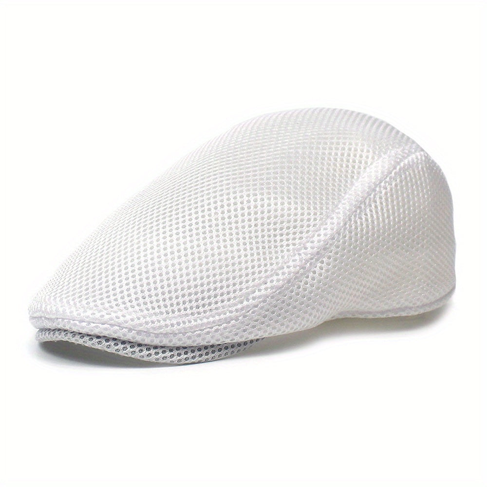 Men's Mesh Flat Cap Breathable Summer Newsboy Hat Cabbie
