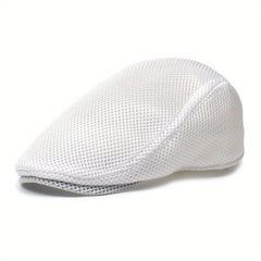 Men's Mesh Flat Cap Breathable Summer Newsboy Hat Cabbie