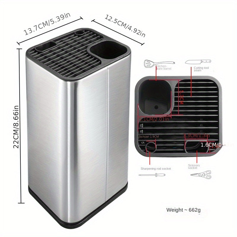 Stainless Steel Knife Holder Shelf Slot Kitchen Storage Rack