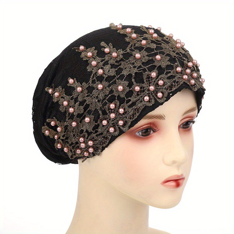 Turban Cap Flower Embroidery Head Wrap Elastic Bonnet Bohemian Chemo Hats