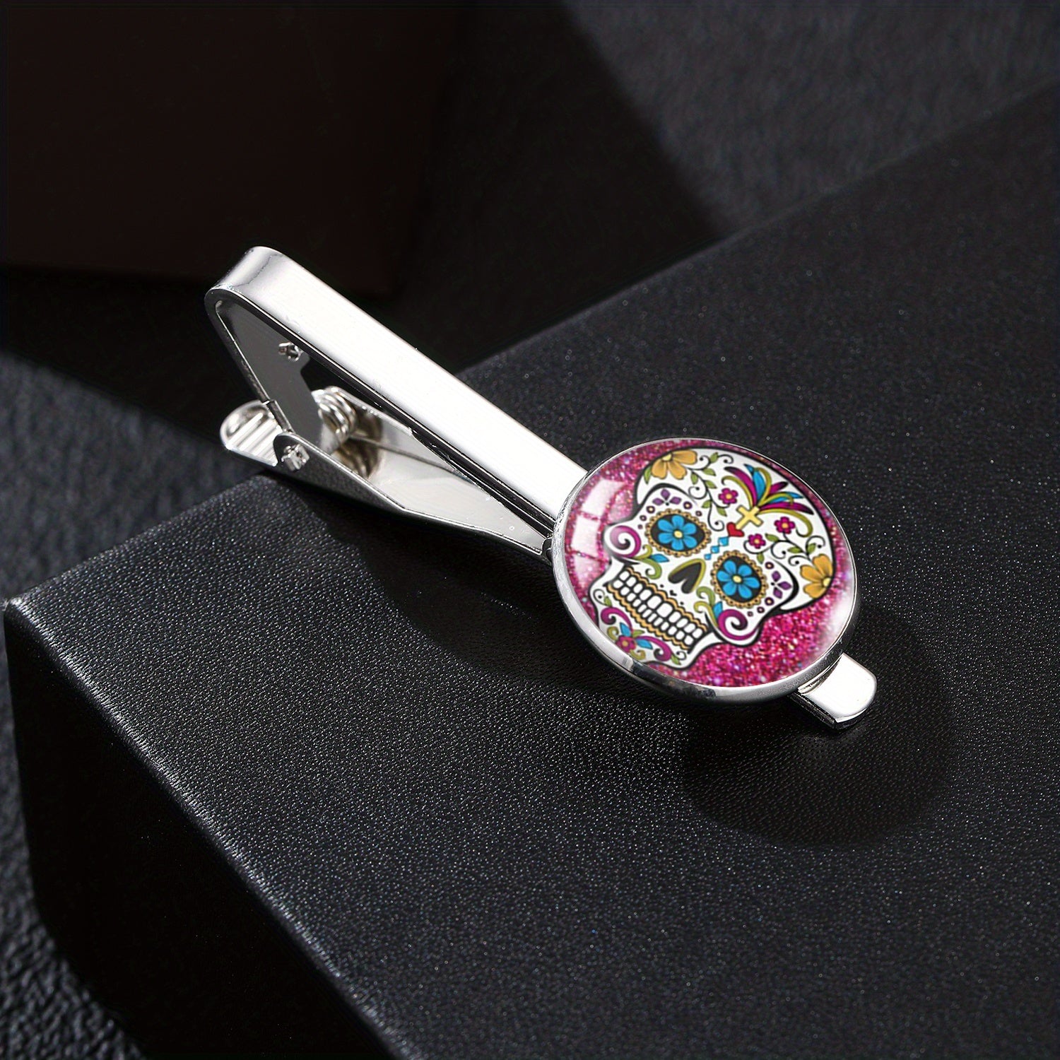 Steampunk Sugar Skull Tie Clip French Shirt Buckle