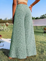 Women's Plus Ditsy Floral Print Wide Leg Trousers