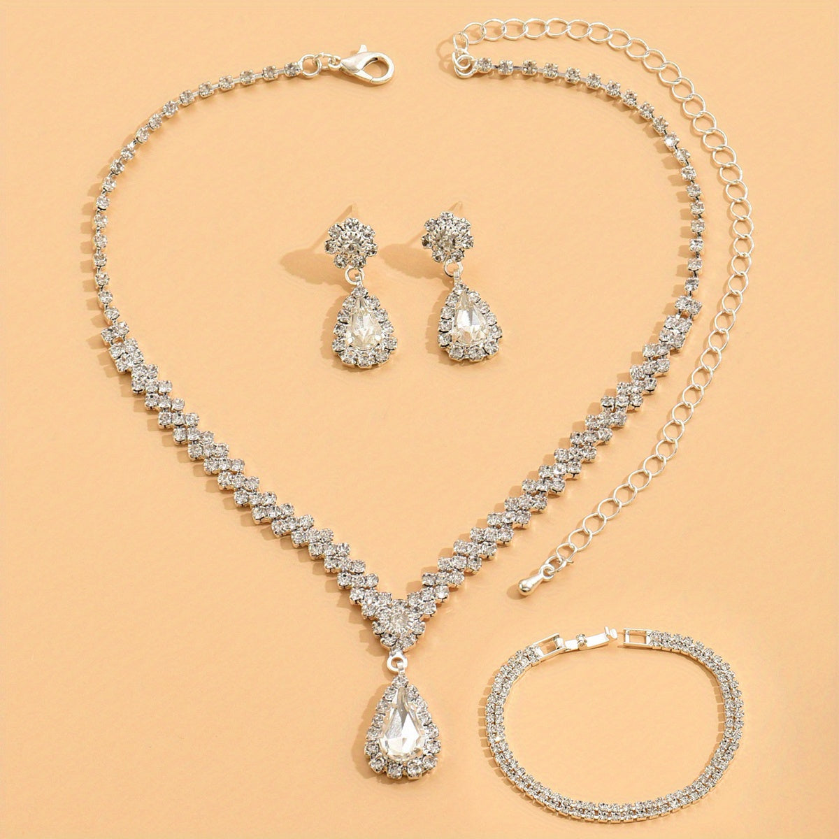 Water Drop Rhinestone Jewelry Set