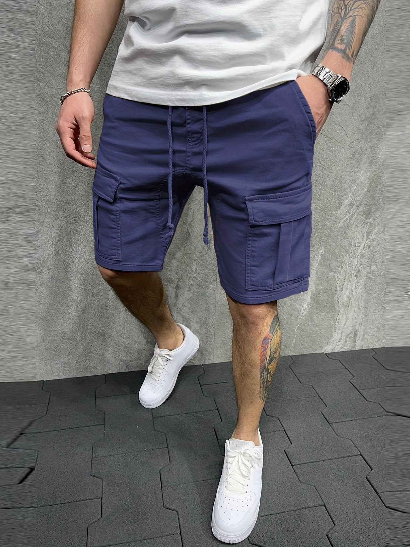 Men's Loose Fit Cotton Cargo Shorts with Pockets