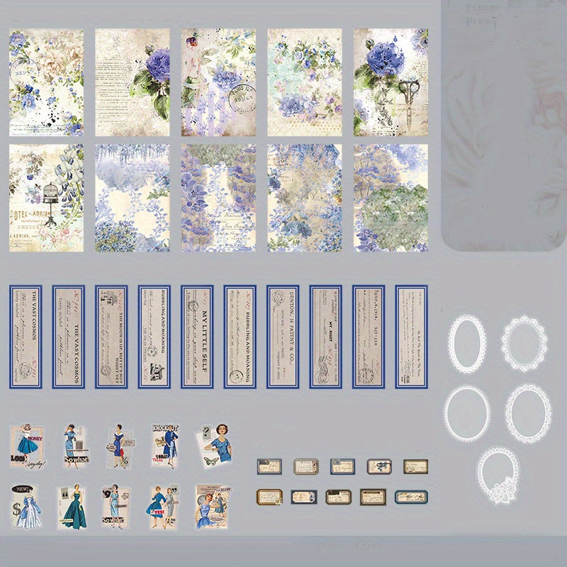 80pcs Retro Hand Account Book DIY Decoration Set