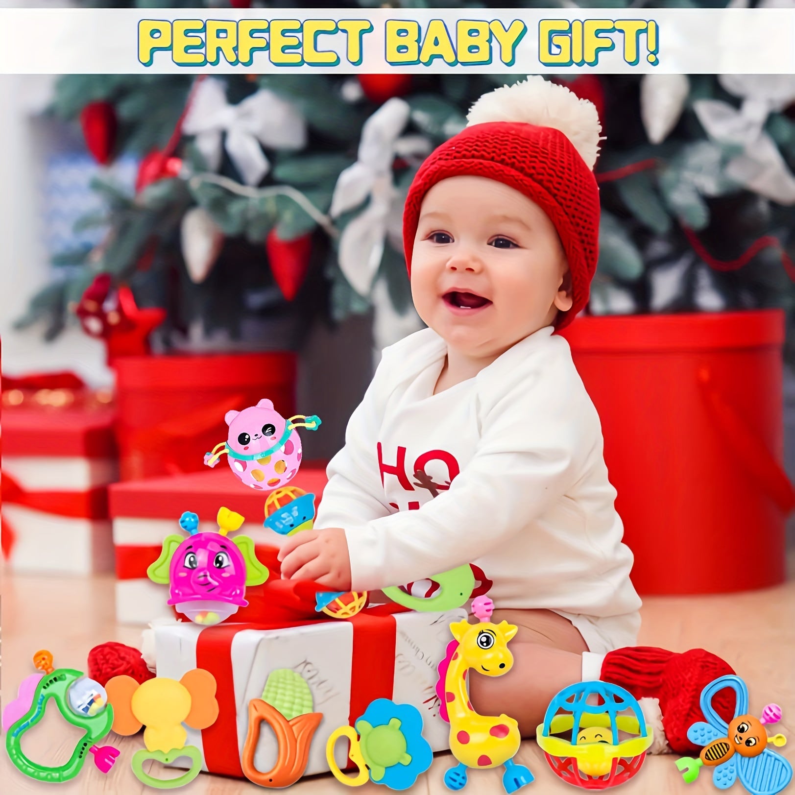 11pcs Baby Rattles Toys for 0-6 Months - Sensory Toy Set for Newborn Boy Girl