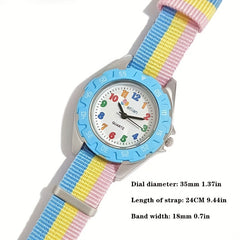 Teen Casual Canvas Watchband Round Dial Quartz Watch For Daily Life