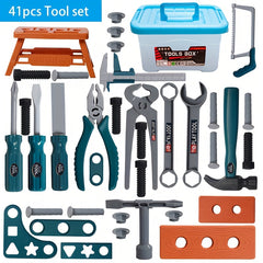 Kids Pretend Play Tool Set with Toy Drill and Storage Box Construction Kit