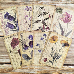 8pcs Vintage Botanical Flower Plants Nature Scrapbook Papers DIY Crafts