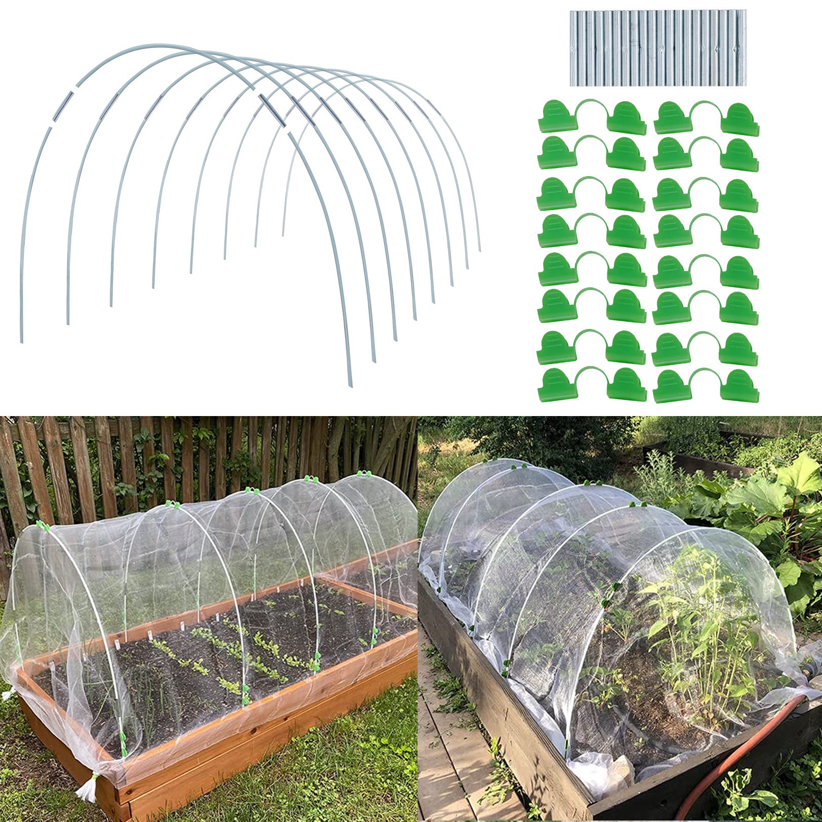 25pcs Greenhouse Hoops Rust Fiberglass Support Frame For Plant Grow Tunnel