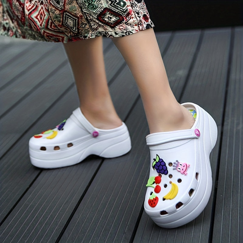 Women's Fruit Platform Clogs Chunky Heel Anti-skid Shoes