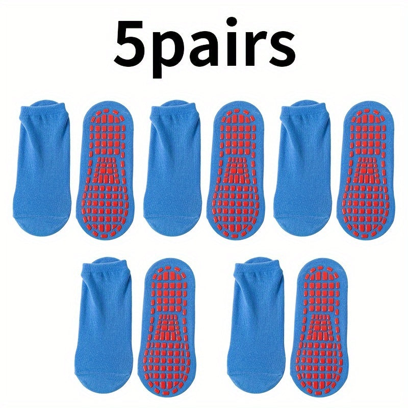 5 Pairs Comfy Crew Socks Breathable Non slip Women's Stockings