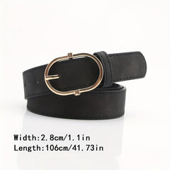 Vintage PU Leather Belt w/ Oval Pin Buckle