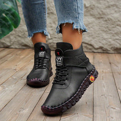 Women's High Top Flat Sneakers Lace Up Ankle Boots