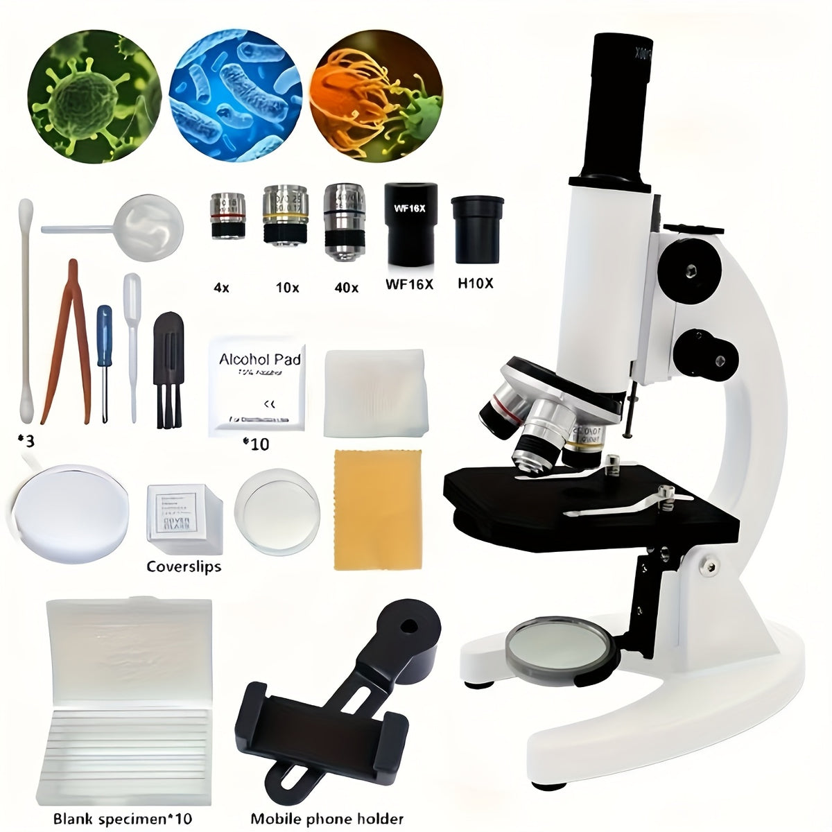 40X 640X Portable Microscope Hand Wheel Aluminum Alloy Observation Kit