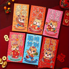 6pcs Large Dragon Year Red Envelopes Cartoon Three-dimensional Red Envelopes