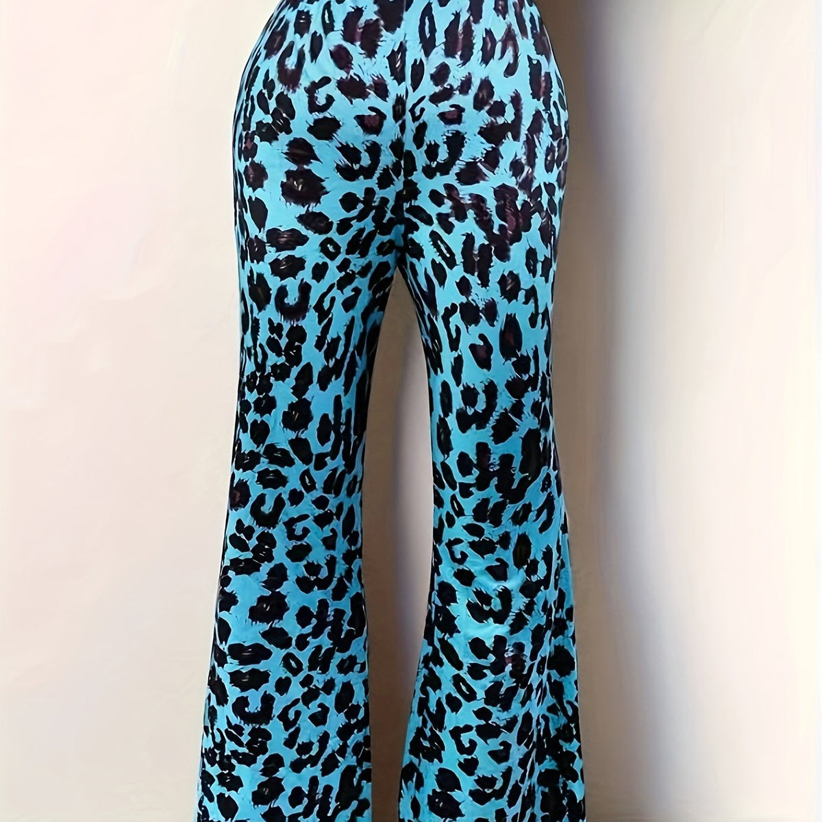 Leopard Print High Rise Flared Leg Trousers