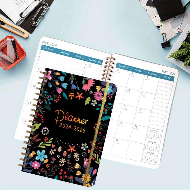 A5 Floral Style Monthly Planner 2026-2028 Spiral Bound