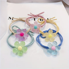 5 Pcs Fluorescent Flower Head Rope Luminous Hair Tie Hair Ring for Girls Women