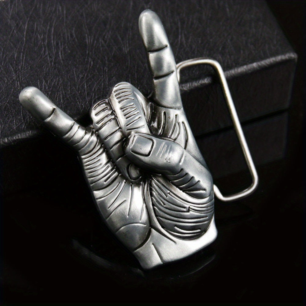 Metal Rock Love Gesture Belt Buckle for Men