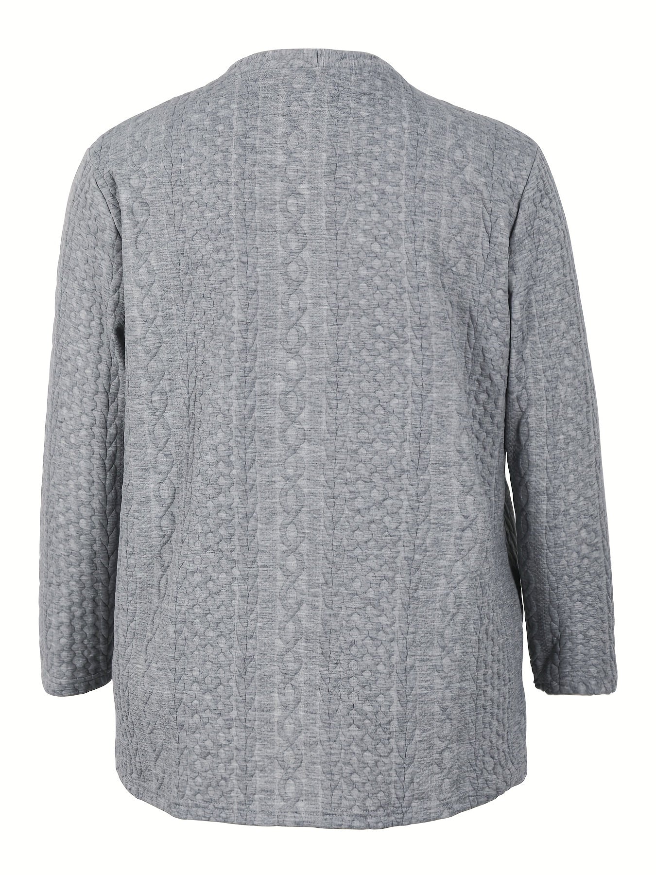  Solid Cable Knit Long Sleeve Open Front Warm Cardigan
