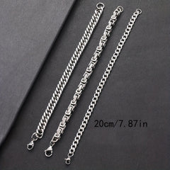 3pcs Silvery Stainless Steel Minimalist Cuban Chain Bracelet Set