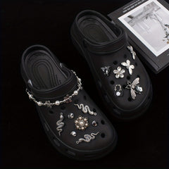 Dark Style Punk Rhinestone Shoe Chain Butterfly Shoe Buckle