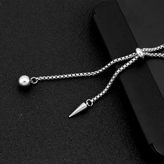 Stainless Steel Rivet Ball Pendant Necklace