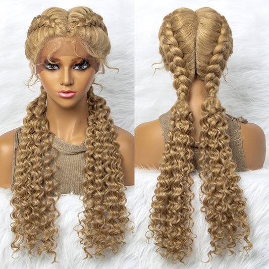 Long Box Braided Lace Front Wig with Baby Hair for Women