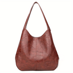 Vintage PU Hobo Bag Large Capacity Tote Bag Women's Travel Shoulder Bag