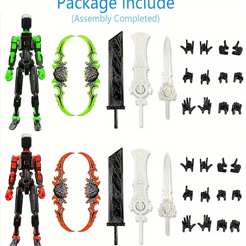 2 Pack T13 Action Figures 3D Printed Joint Robot w/ Weapons Desk Deco