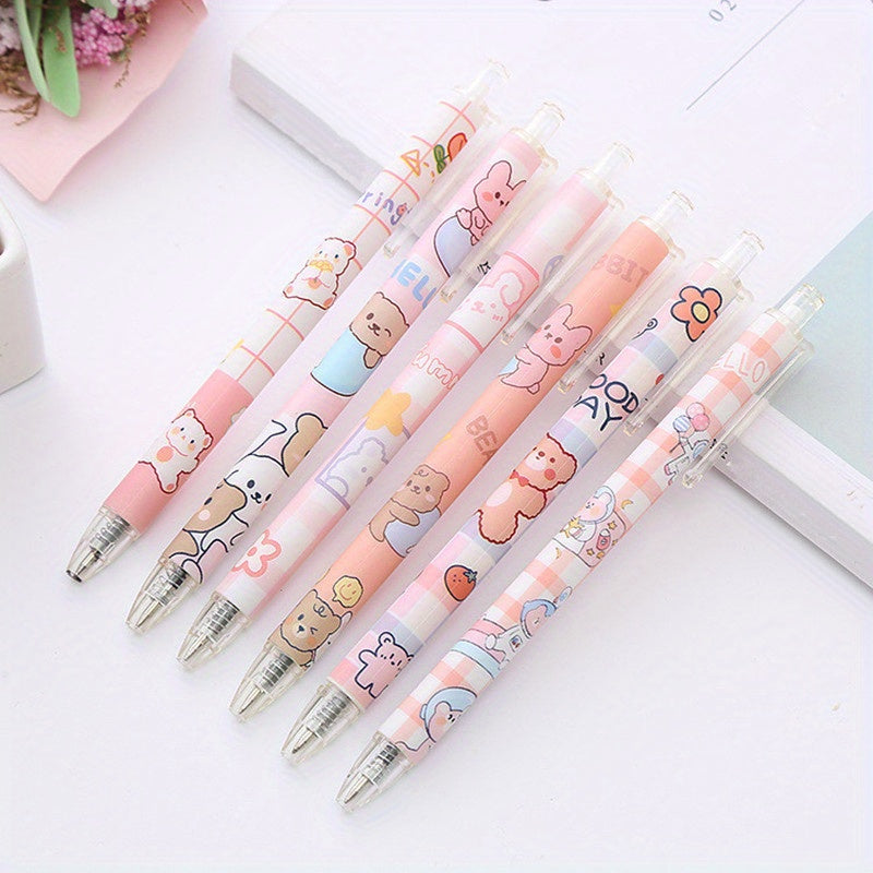 6pcs Bear 0.5mm Quick Dry Bullet Signature Pens for Students