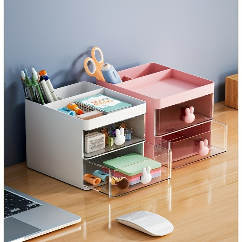 Desktop Organizer Storage Box with Rabbit Head Handle