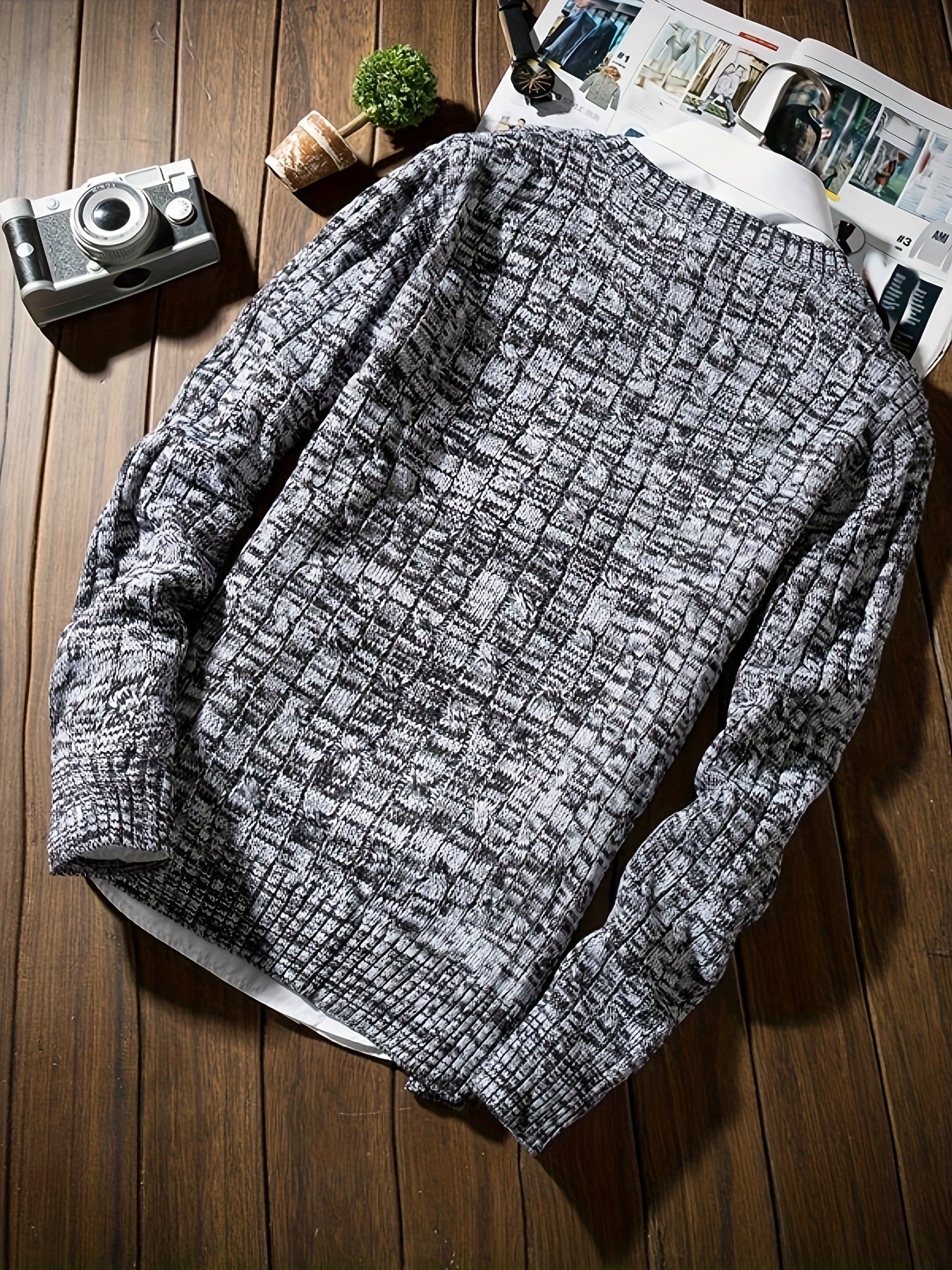 Men's Camo Knit Sweater Outdoor Winter Pullover