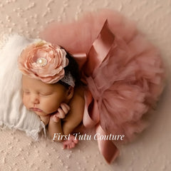 Pink Newborn Tutu Skirt & Headband Set 1st Birthday Photoshoot Prop