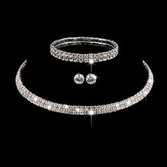 Zircon Bridal Jewelry Set: Necklace, Earrings, Bracelet