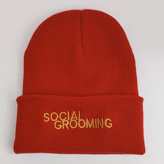 Letter Embroidered Knitted Hat Brimless Unisex Cap