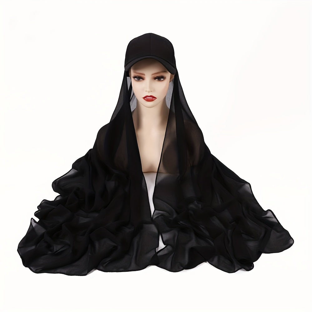 Chiffon Scarf Baseball Cap 2 Piece Set Breathable Sun Proof Hat