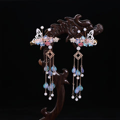 Butterfly Flower Hair Clip with Beads Tassel