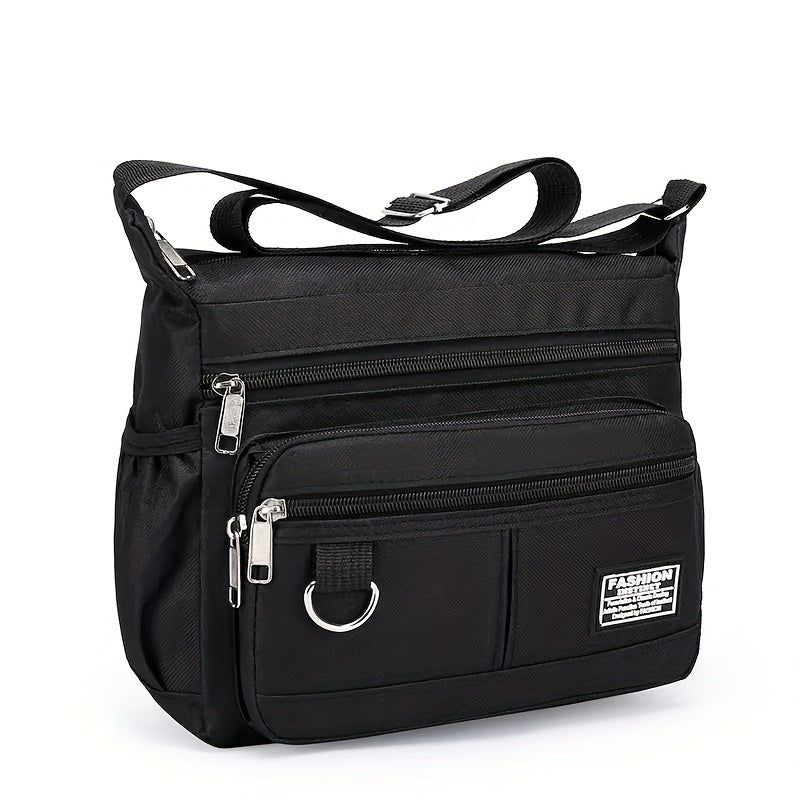 Lightweight Nylon Crossbody Bag with Multiple Zippers