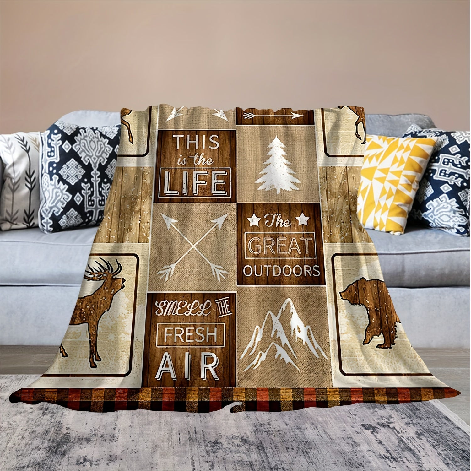 Christmas Elk Arrow Pattern Blanket Lightweight Warm Flannel Blanket