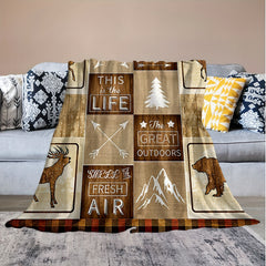 Christmas Elk Arrow Pattern Blanket Lightweight Warm Flannel Blanket