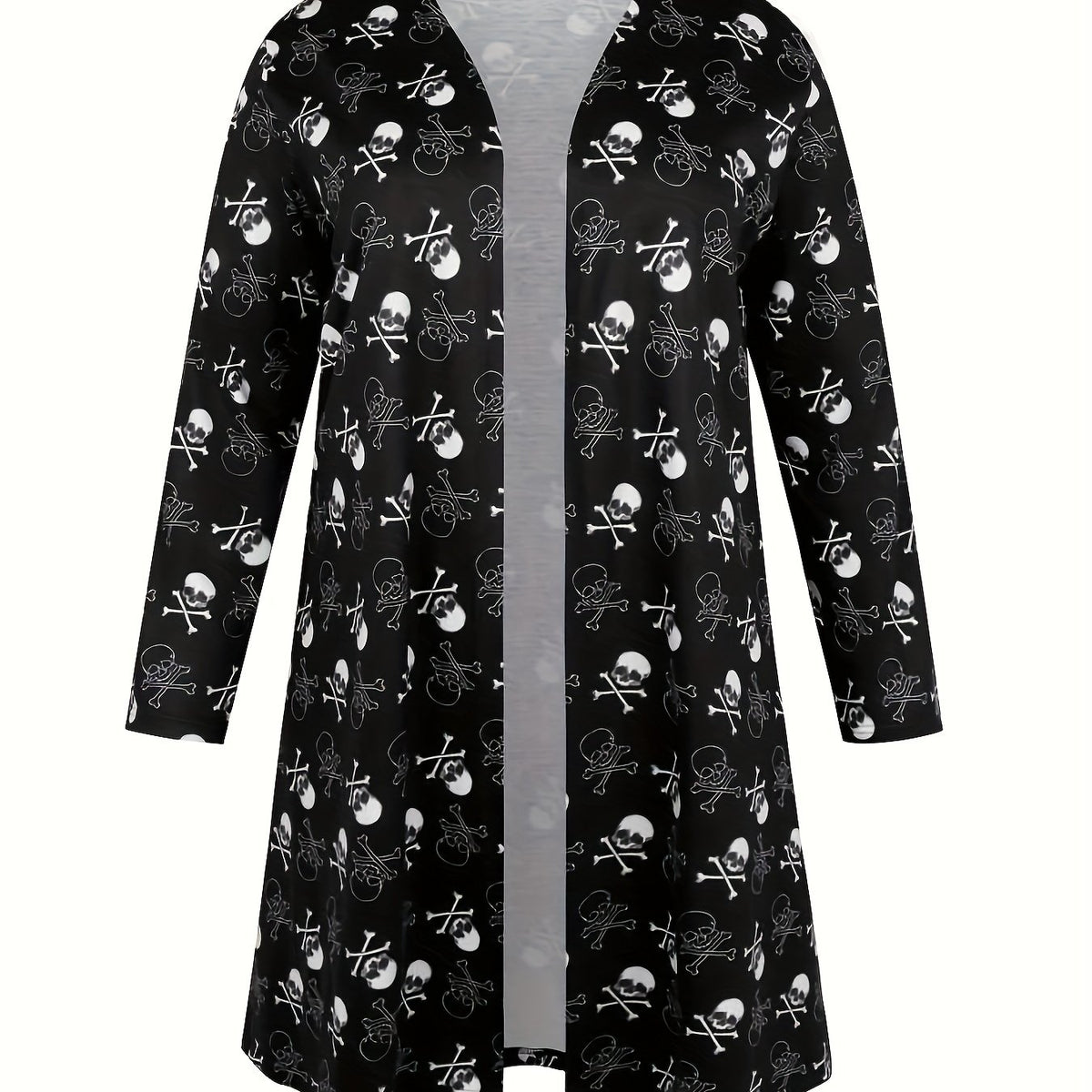  Skull Print Long Sleeve Cardigan