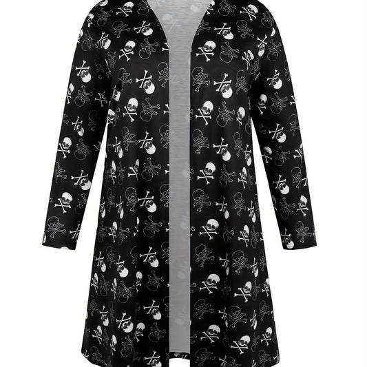  Skull Print Long Sleeve Cardigan