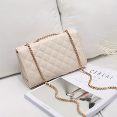 Stylish Crossbody Bag Leather Small Square Bag Chain Women's Bag