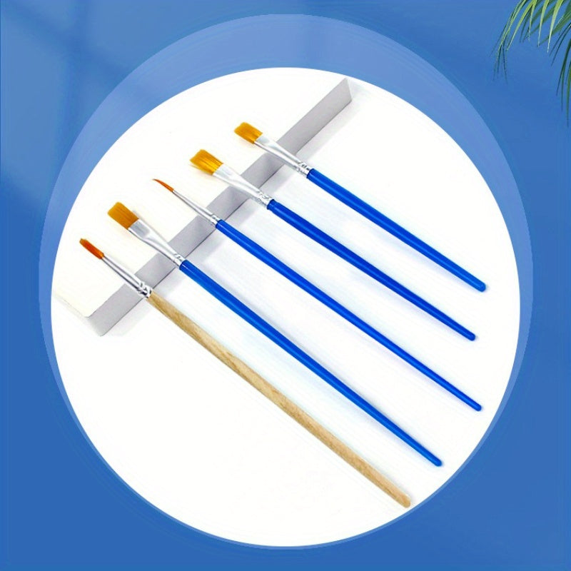 Professional Artist Brushes Set Nylon Bristles Plastic Wood Handle Golden Tip