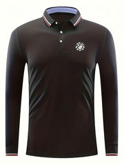 Men's Portrait Print Long Sleeve Lapel Shirt